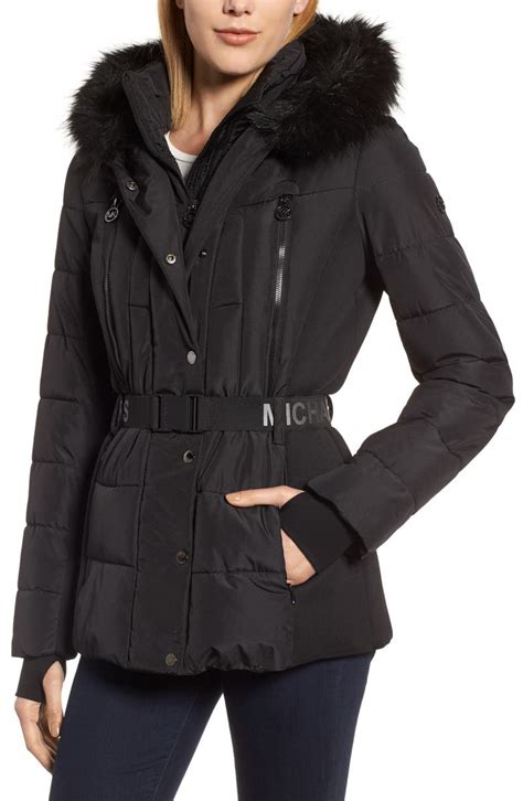 michael kors active belted faux-fur-trim puffer coat|Michael Kors down puffer coat.